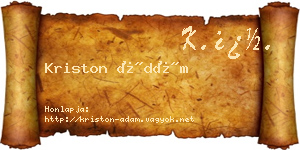 Kriston Ádám névjegykártya